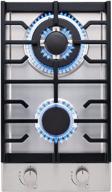 🔥 visotech 12-inch gas cooktop with 2 burners, stainless steel gas hob, dual fuel (lpg/ng) and flame failure device - silver logo