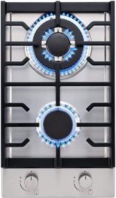 img 4 attached to 🔥 VISOTECH 12-inch Gas Cooktop with 2 Burners, Stainless Steel Gas Hob, Dual Fuel (LPG/NG) and Flame Failure Device - Silver
