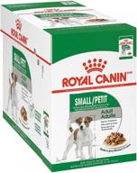 🐶 small breed chunks in gravy pouch dog food by royal canin size health nutrition logo