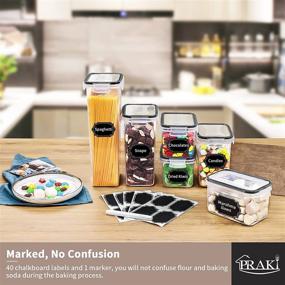 img 1 attached to 24PCS Airtight Food Storage Container Set - BPA Free, PRAKI Kitchen & Pantry Organization and Storage Containers, Durable Plastic Canisters with Lids for Cereal, Flour - Includes Labels & Marker (Black)