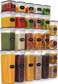 img 4 attached to 24PCS Airtight Food Storage Container Set - BPA Free, PRAKI Kitchen & Pantry Organization and Storage Containers, Durable Plastic Canisters with Lids for Cereal, Flour - Includes Labels & Marker (Black)