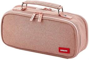 img 4 attached to 🎀 iSuperb Big Capacity Pink Double Zipper Pencil Case: Desk Organizer & Makeup Bag with Multi Compartments