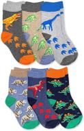 dinosaur pattern cotton crew socks 6 pack for boys by jefferies socks: fun and comfy footwear for young adventurers logo