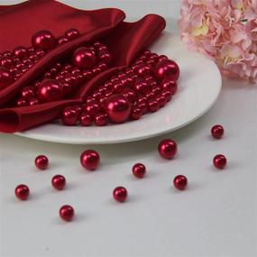 img 2 attached to 💎 WELMATCH Red Pearl Vase Fillers - 120pcs 0.75 LB Faux Pearl Beads, 14mm 20mm & 30mm Assorted, with 3200pcs Clear Water Beads Included, Perfect Home Wedding Events Decoration (Red, 120pcs)