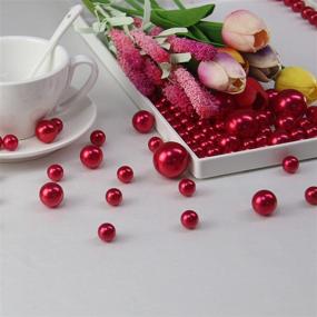 img 3 attached to 💎 WELMATCH Red Pearl Vase Fillers - 120pcs 0.75 LB Faux Pearl Beads, 14mm 20mm & 30mm Assorted, with 3200pcs Clear Water Beads Included, Perfect Home Wedding Events Decoration (Red, 120pcs)
