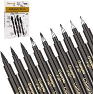 🖊️ calligraphy pens set - 9pcs hand lettering pens black refill brush marker pens 4 sizes for signature beginners writing illustration design and drawing logo