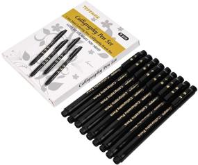 img 3 attached to 🖊️ Calligraphy Pens Set - 9PCS Hand Lettering Pens Black Refill Brush Marker Pens 4 Sizes for Signature Beginners Writing Illustration Design and Drawing