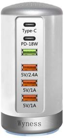 img 4 attached to 6 Port Desktop Charger，USB Hub Charging Station(4X USB Type C QC3