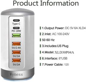 img 1 attached to 6 Port Desktop Charger，USB Hub Charging Station(4X USB Type C QC3