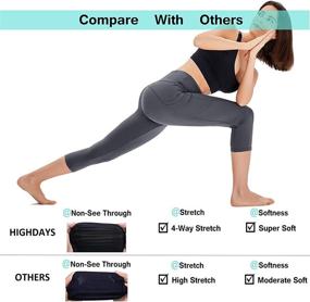 img 1 attached to 🩳 High Waist Tummy Control Capri Yoga Pants with Pockets for Women - Ideal for Workout, Running, and Athletic Activities - HIGHDAYS