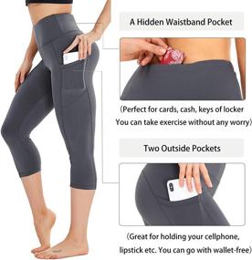 img 3 attached to 🩳 High Waist Tummy Control Capri Yoga Pants with Pockets for Women - Ideal for Workout, Running, and Athletic Activities - HIGHDAYS