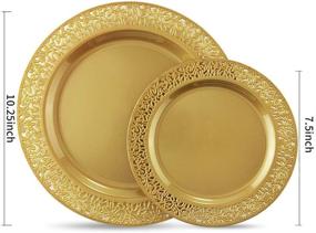 img 3 attached to 🍽️ I00000 102 PCS Brown Gold Plastic Plates with Lace Design, BPA Free – Ideal for Thanksgiving: Includes 51 Dinner Plates (10.25 Inch) and 51 Salad / Dessert Plates (7.5 Inch)
