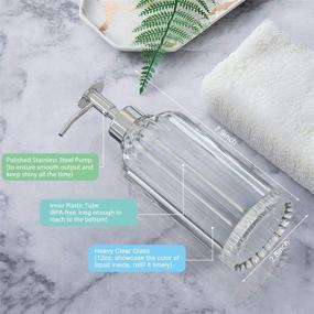 img 3 attached to 🛁 5-Piece Glass Bathroom Accessories Set - Vanity Countertop Collection with Soap Dispenser, Cotton Holder, Toothbrush Holder, Tumbler, Soap Dish, Includes Free Soap Saver