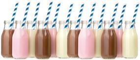 img 4 attached to BBA SUNRISE 10oz Glass Milk Bottles With Lids - Perfect for Juice, Vintage Breakfast Shakes, and Party Drinks - Reusable Dairy Bottles (12 pack)