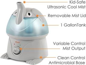 img 3 attached to 🐘 Crane Adorables Ultrasonic Cool Mist Humidifier, Filter-Free, 1 Gallon, Covers 500 Sq Ft, Whisper Quiet, Ideal Air Humidifier for Plants, Home, Bedroom, Nursery, Office or Baby, Elephant design