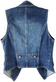 img 3 attached to 👚 Kedera Women's Denim Vest - Button Up Lapel Waistcoat Jacket in Washed Blue