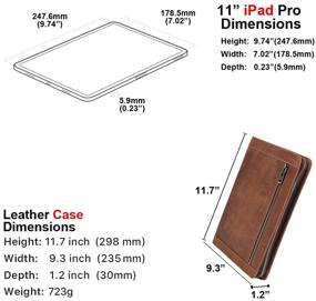 img 1 attached to 📱 Premium Genuine Leather Case for iPad Pro 11-inch | Smart Folio with Pencil Holder, Zipper Pocket | Multi-functional iPad Leather Case for iPad 11, 10.5, 10.2, 9.7 inches