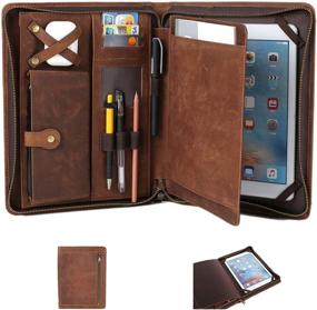 img 4 attached to 📱 Premium Genuine Leather Case for iPad Pro 11-inch | Smart Folio with Pencil Holder, Zipper Pocket | Multi-functional iPad Leather Case for iPad 11, 10.5, 10.2, 9.7 inches