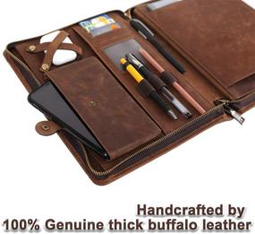 img 2 attached to 📱 Premium Genuine Leather Case for iPad Pro 11-inch | Smart Folio with Pencil Holder, Zipper Pocket | Multi-functional iPad Leather Case for iPad 11, 10.5, 10.2, 9.7 inches