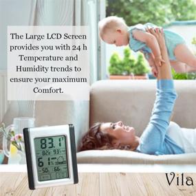 img 1 attached to VILA Digital Thermometer and Hygrometer - Indoor Humidity and Temperature Monitor with Battery, Bright LCD Display for Instant Reading, Versatile Mounting Options, Responsive Touch Screen