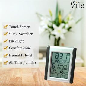 img 2 attached to VILA Digital Thermometer and Hygrometer - Indoor Humidity and Temperature Monitor with Battery, Bright LCD Display for Instant Reading, Versatile Mounting Options, Responsive Touch Screen