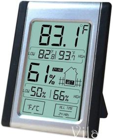 img 4 attached to VILA Digital Thermometer and Hygrometer - Indoor Humidity and Temperature Monitor with Battery, Bright LCD Display for Instant Reading, Versatile Mounting Options, Responsive Touch Screen