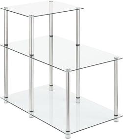 img 4 attached to Convenience Concepts Designs2Go Classic Glass 3 Tier Step End Table with Glass Tops
