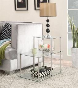 img 1 attached to Convenience Concepts Designs2Go Classic Glass 3 Tier Step End Table with Glass Tops