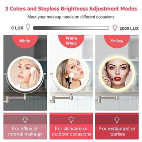 img 2 attached to 💡 O’Vantage Wall Mount Makeup Mirror: High Configuration, 10x Magnification, 8 Inch, 54 Pcs Medical-Grade Led Lights, Adjustable Light, 3 Colors Mode