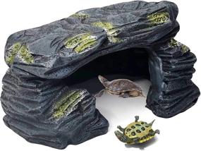 img 3 attached to 🦎 Resin Reptile Rock Hideout Cave – Aquarium Fish Tank Ornament and Reptile Habitat Decoration – Aquatic Caves Hide Hut for Amphibians, Lizards, Snakes, Bettas, Cichlids, Geckos, and Frogs