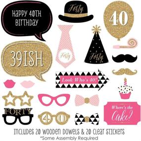 img 3 attached to Stylish 40th Birthday Party - Rose, Onyx, and Golden - Photo Booth Props Set - Pack of 20