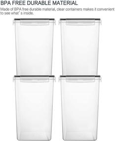 img 1 attached to 4-Piece BPA Free Plastic Airtight Kitchen Pantry Storage Containers - Extra Large 7qt / 6.5L/220oz Tall Food Containers with Wide & Deep Design, Including 4 Measuring Cups and 20 Labels for Flour, Sugar