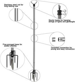 img 3 attached to 🌞 Enhance Your Outdoor Space with the 9 ft Anti-Rust Stand Light Pole for Hanging LED/Solar Bulbs in Patio Garden - Perfect for House, Café, Wedding Party! (Stainless Steel)