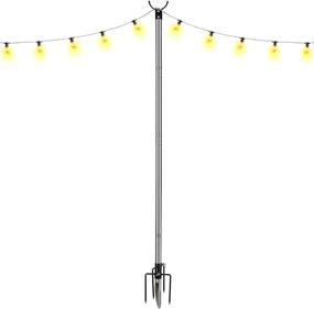 img 4 attached to 🌞 Enhance Your Outdoor Space with the 9 ft Anti-Rust Stand Light Pole for Hanging LED/Solar Bulbs in Patio Garden - Perfect for House, Café, Wedding Party! (Stainless Steel)