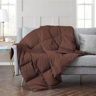🍫 puredown soft down throw blanket: lightweight, packable couch throw for indoor and outdoor use - 50"x70" in chocolate logo