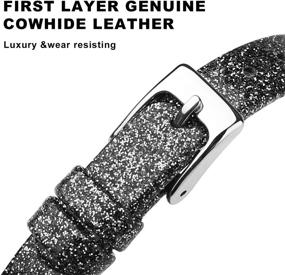 img 2 attached to 👨 ZUKVYE Slim Genuine Leather Bands for Bond Touch Bracelets - Shiny Black Replacement Strap for Men and Women
