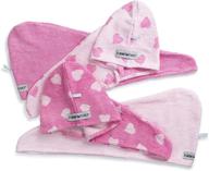 🎁 turbie twist hair towels cotton (4 pack) pink heart / solid - perfect gift for mom's hair care logo