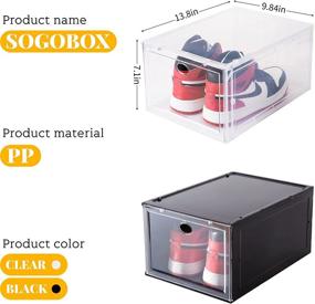 img 3 attached to 👟 Organize Your Sneaker Collection with SOGOBOX Drop Front Shoe Box Set – Clear Stackable Containers for Shoes up to US Size 12