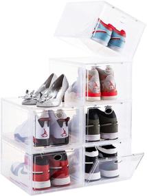 img 4 attached to 👟 Organize Your Sneaker Collection with SOGOBOX Drop Front Shoe Box Set – Clear Stackable Containers for Shoes up to US Size 12