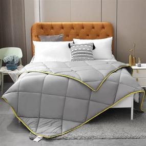 img 4 attached to 🛏️ KUSNUG Lightweight All Season Down Alternative Comforter - Queen Size Quilted Comforter, Machine Washable Microfiber Bedding Cover with Corner Tabs