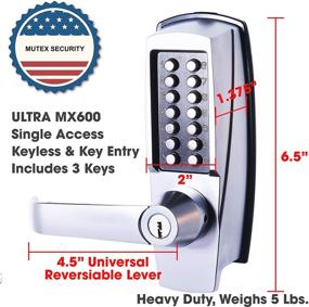 img 3 attached to MX600 Mechanical Push Button Lever Lock: Keyless Entry, Commercial & Residential, Satin Chrome Finish, 13 Digit Keypad