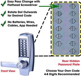 img 1 attached to MX600 Mechanical Push Button Lever Lock: Keyless Entry, Commercial & Residential, Satin Chrome Finish, 13 Digit Keypad