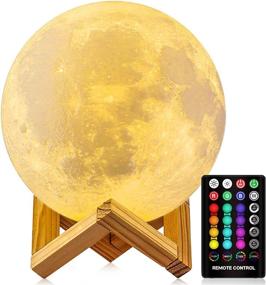 img 4 attached to 🌕 GDPETS 16-Color Moon Lamp with Stand, Remote Control, Touch Control, USB Rechargeable - Decorative Light Up Moon Lamp for Baby Kids, Lovers, Birthday Parties - 7.3 Inch