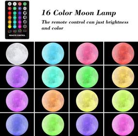 img 3 attached to 🌕 GDPETS 16-Color Moon Lamp with Stand, Remote Control, Touch Control, USB Rechargeable - Decorative Light Up Moon Lamp for Baby Kids, Lovers, Birthday Parties - 7.3 Inch