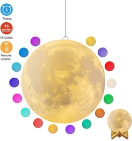 img 2 attached to 🌕 GDPETS 16-Color Moon Lamp with Stand, Remote Control, Touch Control, USB Rechargeable - Decorative Light Up Moon Lamp for Baby Kids, Lovers, Birthday Parties - 7.3 Inch