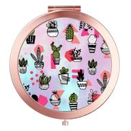 🌵 imlone rose golden makeup compact mirror for women - 2x magnification, portable & travel-friendly, mini pocket mirror - great gift idea for mothers, kids, and all women (cactus design) логотип