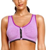 🏋️ wirefree racerback yoga sports bras - comfortable zip front women's sports bra by nine bull logo