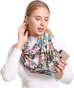 img 4 attached to 🧣 Infinity Scarf with Concealed Zipper Pockets - Top Travel Scarves for Women, Girls & Men