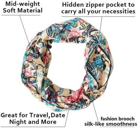 img 3 attached to 🧣 Infinity Scarf with Concealed Zipper Pockets - Top Travel Scarves for Women, Girls & Men