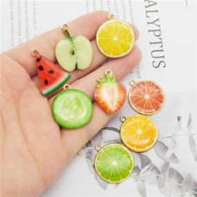 img 2 attached to JJGQAZ 32pcs Gold Plated Enamel Fruit Charms for DIY Earrings, Necklaces, Bracelets